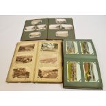 Three albums containing a large collection of postcards and black and white photographs,