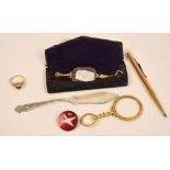 A small collection of collectors' items comprising a 9ct yellow gold Baker's Perm-Point propelling