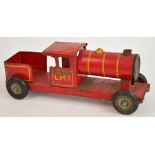 A vintage painted tin LMS toy loco, length 51cm.