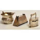 Three Dutch silver miniatures; a cauldron bearing pseudo 18th century Amsterdam marks,