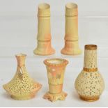 A collection of Locke & Co. Worcester ceramics comprising a pair of spill vases in the form of