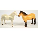 Two Beswick ponies; 1641 Connemare pony "Terese of Leam", dapple grey, and 1644 Highland pony "