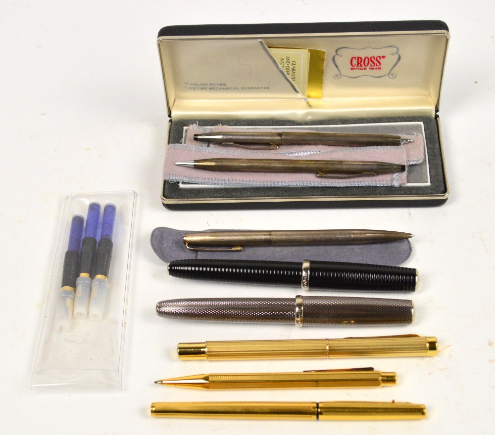 A Waterford fountain pen with 18ct gold nib and broad body,