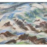 GILLIAN PATTINSON; acrylic on paper "Wild Waters", signed, inscribed on label verso,