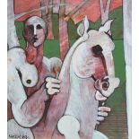 GEOFFREY KEY (born 1941); mixed media "Rider in The Trees", signed and dated '84 lower left, with