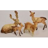 Four Beswick figures; stag (lying), no.954, doe, no.999A, fawn, no.1000B and goat. no.1035 (4).