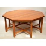 A large oak octagonal Arts and Crafts style dining table made by Gary Olson,