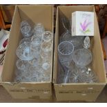 A quantity of predominantly clear cut glass to include vases, bowls, a decanter,