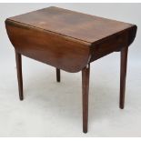 A Georgian mahogany single drawer Pembroke table on square tapering supports, width 90cm.