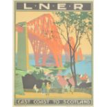 HENRY GEORGE GAWTHORN (1897-1941); a large poster lithograph in colours "Forth Bridge, East Coast to