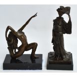 After PASCAL DELOR; bronze figure of a young woman in gymnastic pose,