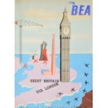 DAVID LEWIS; a poster lithograph incolours "BEA, British European Airways", published c.