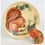 A Royal Crown Derby paperweight modelled as a red squirrel with gold plug and a Moorcroft limited