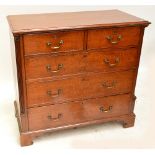 A Georgian oak chest of two short and three long drawers on bracket feet, width 110cm.