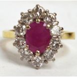 An 18ct yellow gold diamond and ruby ring,