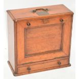 An unusual late Victorian mahogany portable stationery box of rectangular form with hinged front