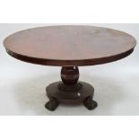 A 19th century mahogany tilt top breakfast table with circular top and octagonal baluster central