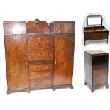 An early 20th century mahogany three piece bedroom suite comprising wardrobe,