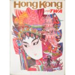 DAVID KLEIN (1918-2005); a large poster lithograph in colours "Hong Kong, Fly TWA", 101 x 63.