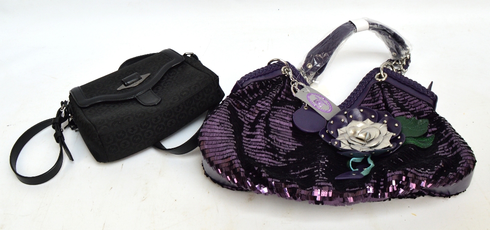 A Sharif of New York purple sequinned bag, still with original tags,