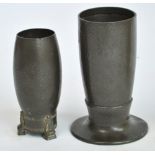 A Tudric hammered pewter vase on circular foot, impressed to base "Made in England,