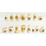 A collection of Locke & Co. Worcester blush ivory and white crested ware miniatures including a