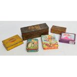 A collection of vintage boxes and advertising tins including Fullers Peppermint Lumps,