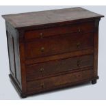 A late 17th century oak chest of drawers,