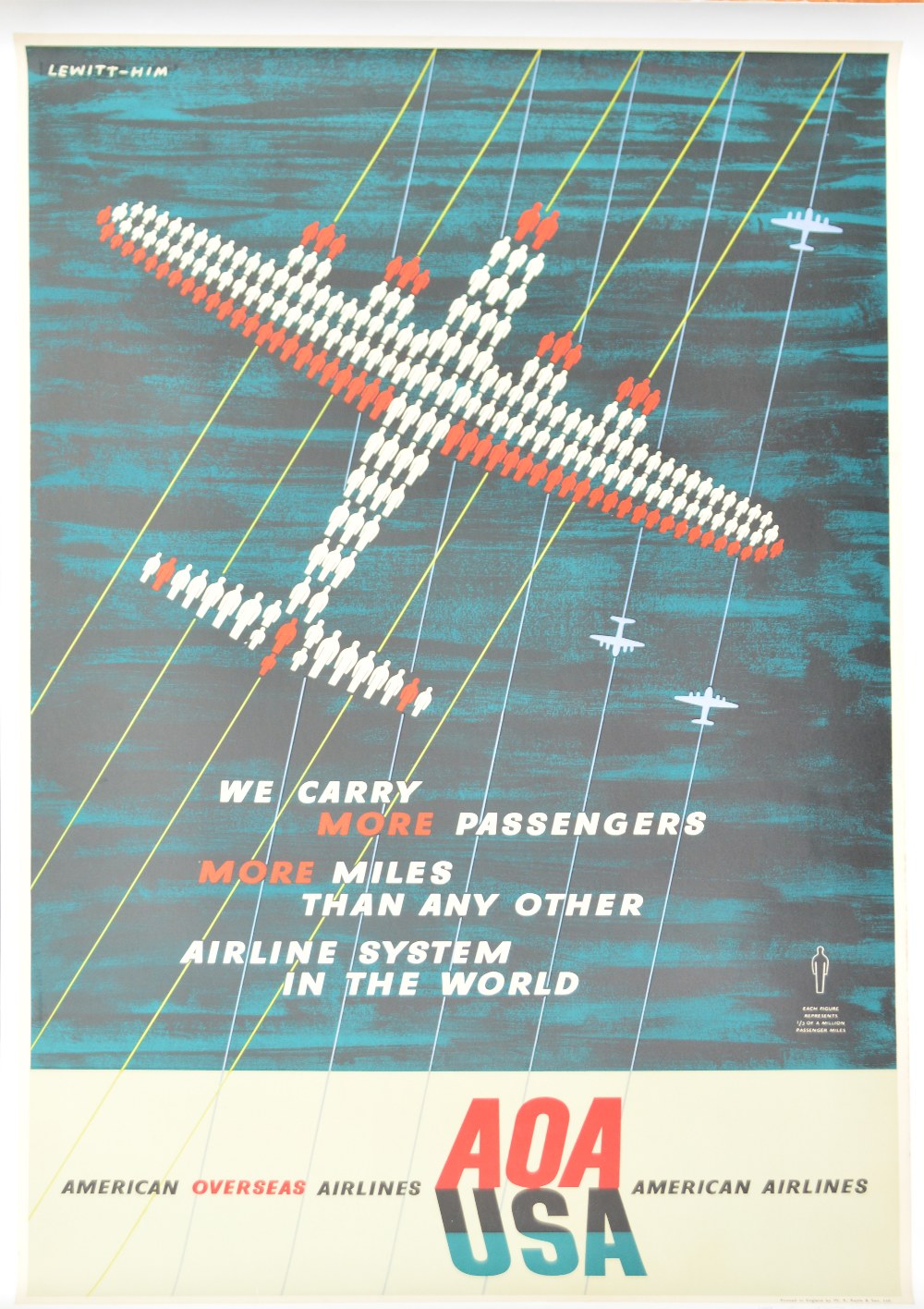 LEWITT-HIM; a poster lithograph in colours "American Overseas Airlines", c.