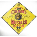 An early 20th century enamel square sign for Colman's Mustard, 41.5 x 41.5cm. CONDITION REPORT: This