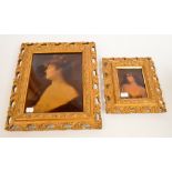 After A. ASTI; two crystoleums depicting busts of young ladies, in two sizes, 24 x 19cm and 12.