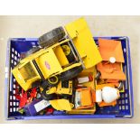 A quantity of toys including a large Tonka Loader.