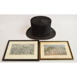 A silk top hat by Lincoln Bennett & Co, interior dimensions 19.5 x 15cm, and two Brocklehurst-