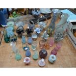 A quantity of Murano and other glass vases and baskets including examples by Caithness, Mdina,