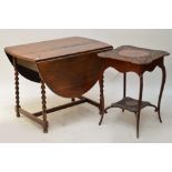 A 1920s oak dropleaf dining table and a carved occasional table (2).
