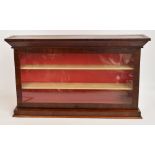 A Victorian mahogany table top glazed display cabinet with fall front and plinth, width 83cm.