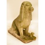 A large reconstituted stone spaniel, seated spaniel height approx 97cm.