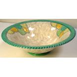 An Art Deco Crown Ducal stitch pattern bowl of ribbed form,. diameter 26cm.