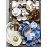 A quantity of ceramics to include Wedgwood Jasperware, a Victorian copper lustre teapot,