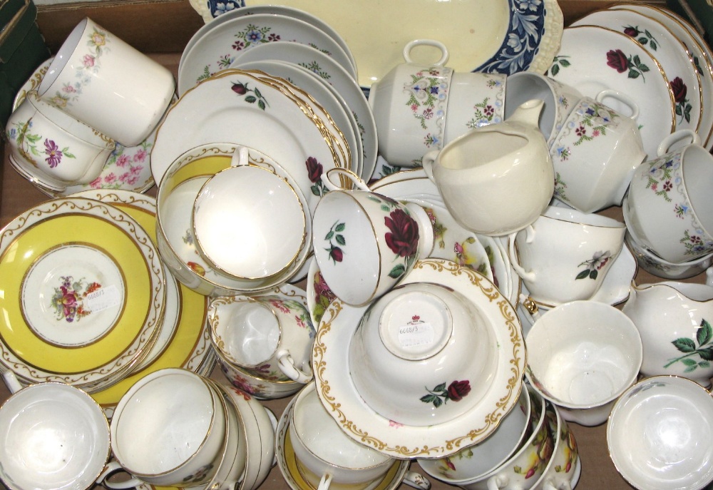 A quantity of ceramics to include part tea services, "Royal Osbourne", "Foley" etc.