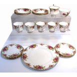 A Royal Albert "Old Country Roses" tea service to include cups, plates and saucers.