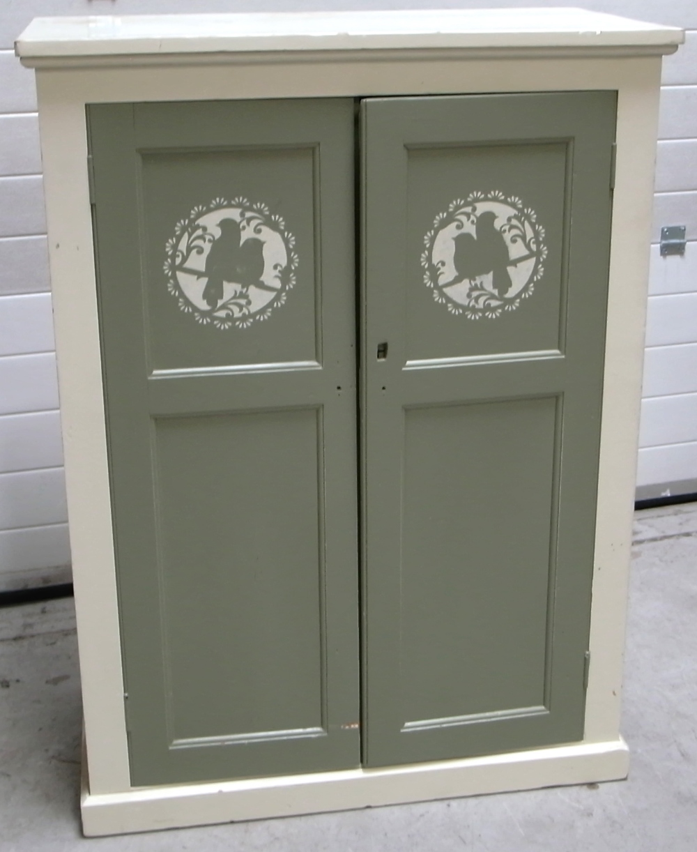 An early 20th century painted kitchen cupboard,