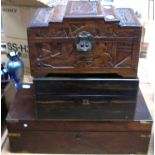 A late 19th early 20th century mahogany writing case (af),