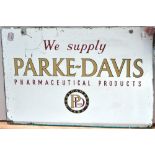 A mirrored advertising sign "We supply Parke-Davis pharmaceutical products, length 45.5cm.
