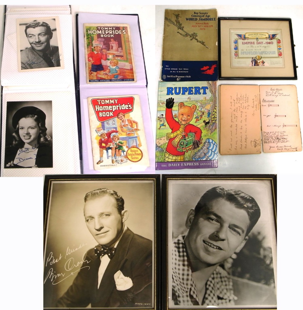 A group of ephemera including signed photo cards of stars of stage and screen,