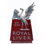 An early 20th century double sided Royal Liver Friendly Society sign surmounted with a Liver Bird