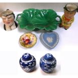 A quantity of ceramics to include two Chinese blue and white jars and covers,
