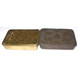 Two WWI Princess Mary brass Christmas tins (2).