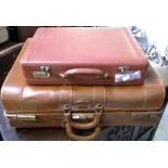 A vintage fitted leather suitcase by Eveleigh and a further vintage briefcase by Antler (2).