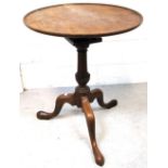 A Victorian mahogany occasional tilt top table with rounded top on tripod support, width 60cm.